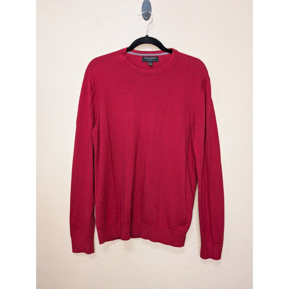 Banana Republic Mens Red Silk Cashmere Blend Crew Neck Sweater Large